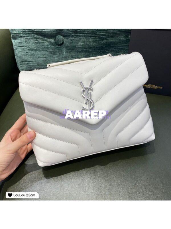 Replica Yves Saint Laurent YSL Loulou Small In Matelassé “Y” Leather in Blanc 494699 Silver Hardware 4