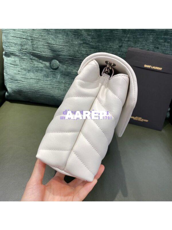 Replica Yves Saint Laurent YSL Loulou Small In Matelassé “Y” Leather in Blanc 494699 Silver Hardware 5