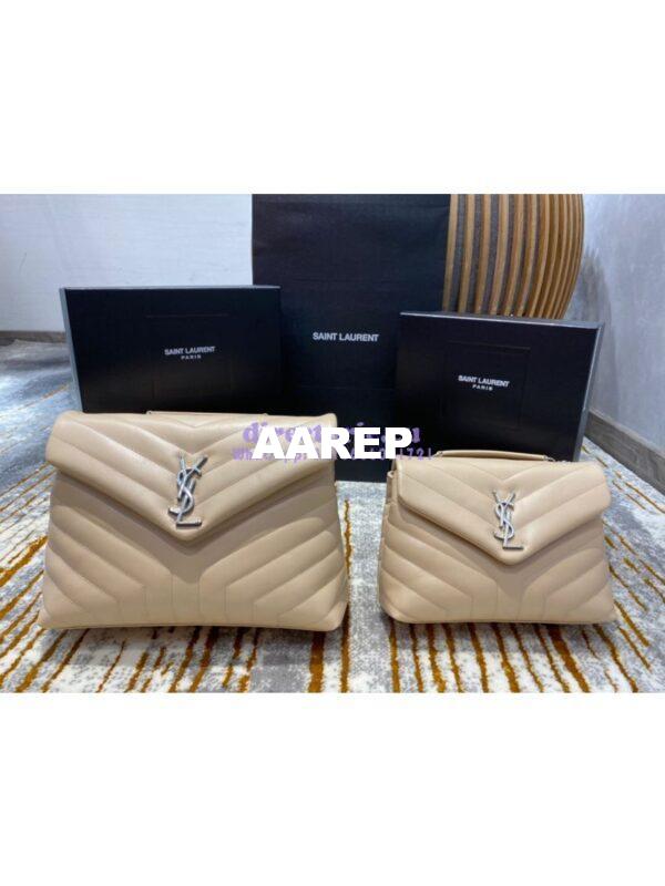 Replica YSL Saint Laurent Medium Loulou Bag In Beige "Y" Matelassé Leather 459749 Silver Hardware 3