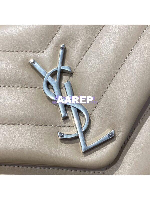 Replica YSL Saint Laurent Medium Loulou Bag In Beige "Y" Matelassé Leather 459749 Silver Hardware 7