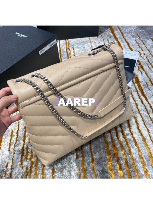 Replica YSL Saint Laurent Medium Loulou Bag In Beige "Y" Matelassé Leather 459749 Silver Hardware 13