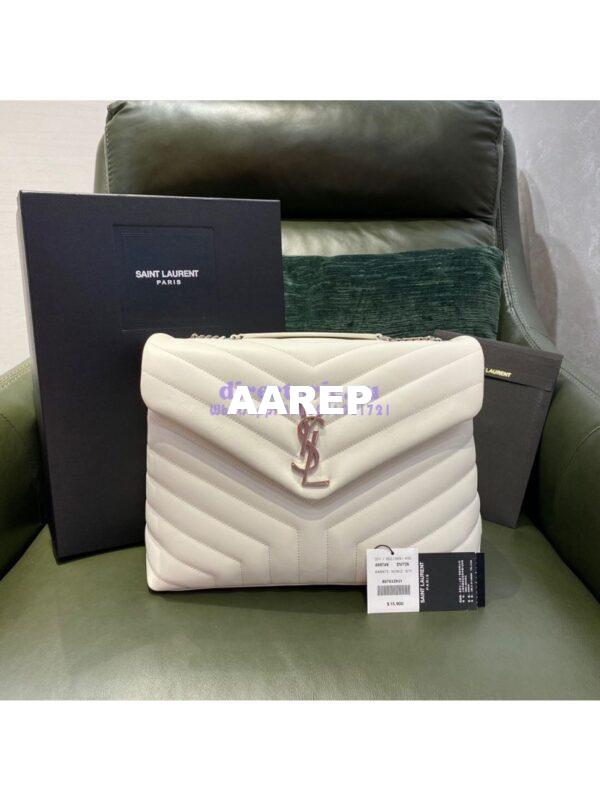 Replica YSL Saint Laurent Medium Loulou Bag In Blanc "Y" Matelassé Leather 459749 Silver Hardware 3