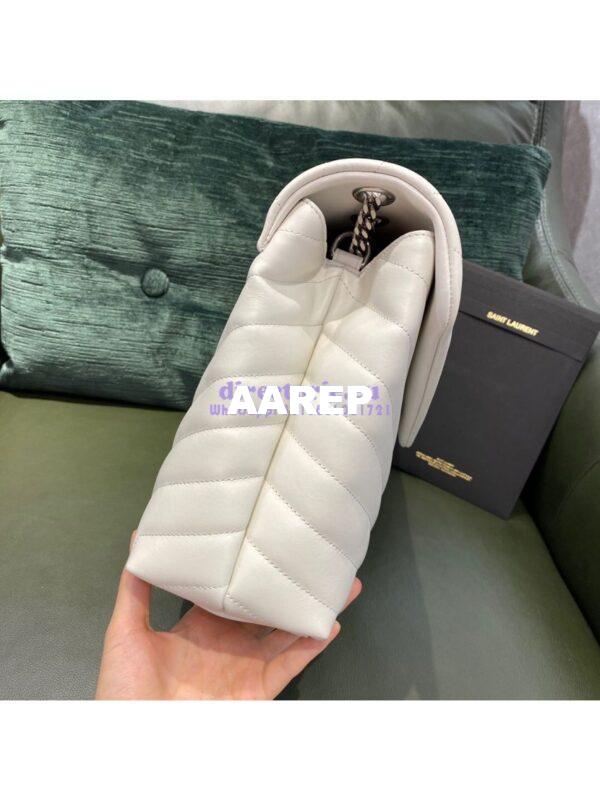 Replica YSL Saint Laurent Medium Loulou Bag In Blanc "Y" Matelassé Leather 459749 Silver Hardware 4
