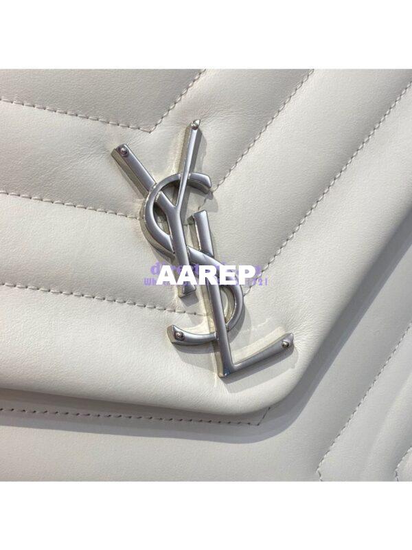 Replica YSL Saint Laurent Medium Loulou Bag In Blanc "Y" Matelassé Leather 459749 Silver Hardware 6