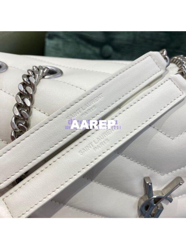 Replica YSL Saint Laurent Medium Loulou Bag In Blanc "Y" Matelassé Leather 459749 Silver Hardware 7