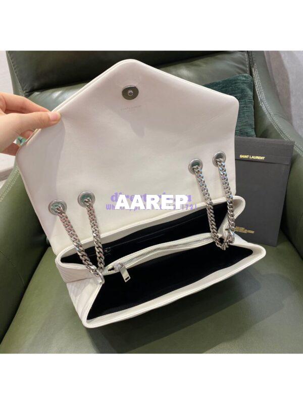 Replica YSL Saint Laurent Medium Loulou Bag In Blanc "Y" Matelassé Leather 459749 Silver Hardware 8