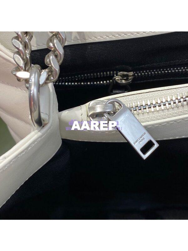 Replica YSL Saint Laurent Medium Loulou Bag In Blanc "Y" Matelassé Leather 459749 Silver Hardware 11