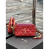 Replica Saint Laurent YSL Becky Double-Zip Pouch in Quilted Lambskin 608941 White 2