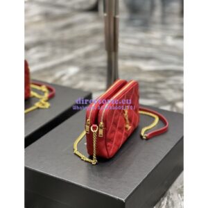 Replica Saint Laurent YSL Becky Double-Zip Pouch in Quilted Lambskin 608941 red 2