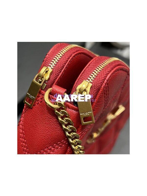 Replica Saint Laurent YSL Becky Double-Zip Pouch in Quilted Lambskin 608941 red 7