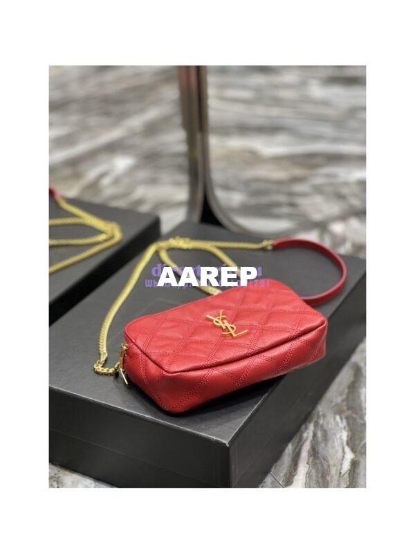 Replica Saint Laurent YSL Becky Double-Zip Pouch in Quilted Lambskin 608941 red 10