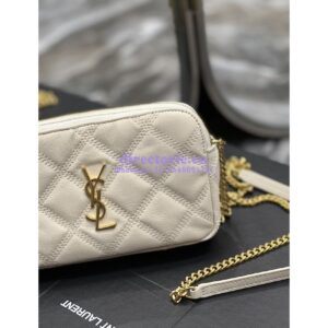 Replica Saint Laurent YSL Becky Double-Zip Pouch in Quilted Lambskin 608941 White 2