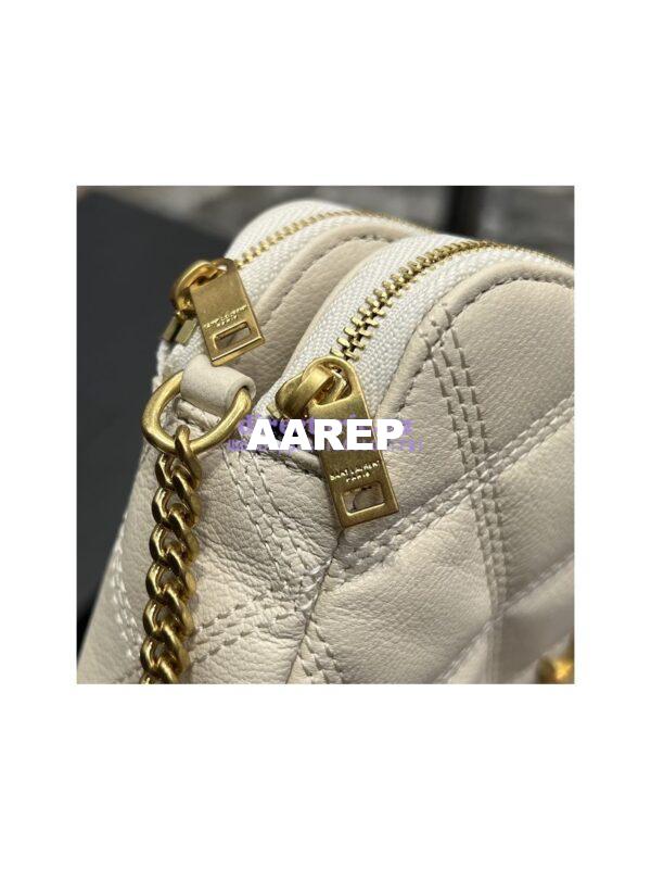 Replica Saint Laurent YSL Becky Double-Zip Pouch in Quilted Lambskin 608941 White 9