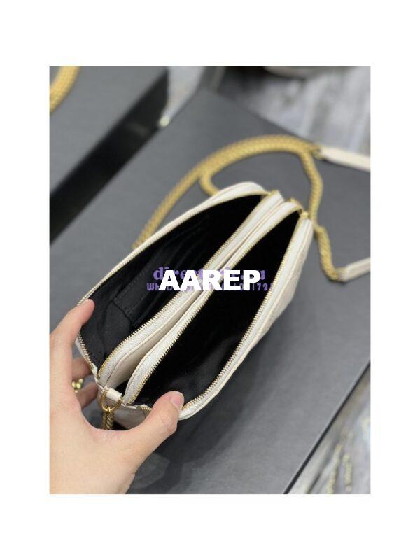 Replica Saint Laurent YSL Becky Double-Zip Pouch in Quilted Lambskin 608941 White 11