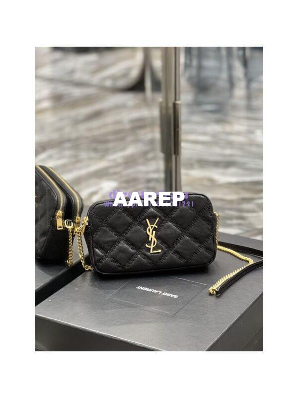 Replica Saint Laurent YSL Becky Double-Zip Pouch in Quilted Lambskin 608941 Black 3