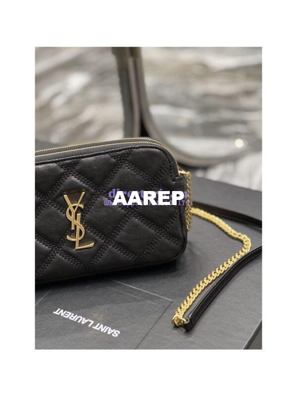 Replica Saint Laurent YSL Becky Double-Zip Pouch in Quilted Lambskin 608941 Black 6