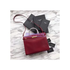 Replica YSL Saint Laurent Manhattan small shopping in Rouge smooth leather 2
