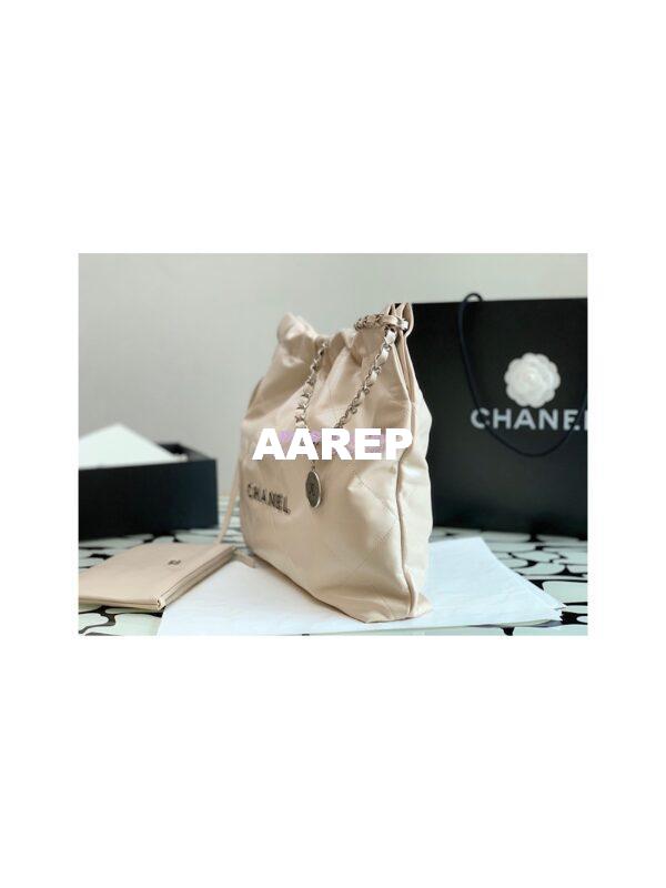 Replica Chanel 22 Handbag Shiny Calfskin & Silver Metal AS3260 AS3261 Ecru 3