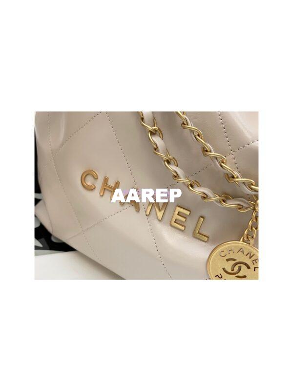 Replica Chanel 22 Handbag Shiny Calfskin & Gold Metal AS3260 AS3261 Ecru 6