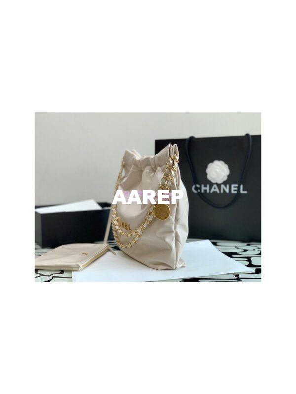 Replica Chanel 22 Handbag Shiny Calfskin & Gold Metal AS3260 AS3261 Ecru 15