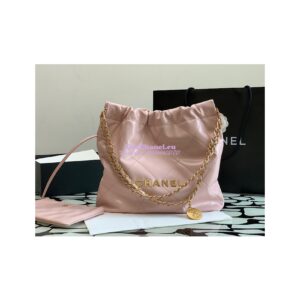 Replica Chanel 22 Handbag Shiny Calfskin & Gold Metal AS3260 AS3261 Light Pink 2