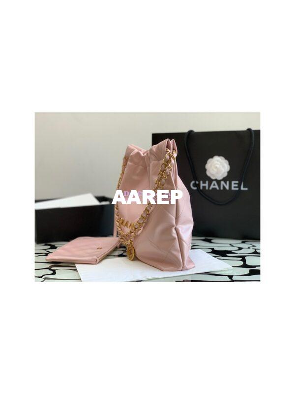 Replica Chanel 22 Handbag Shiny Calfskin & Gold Metal AS3260 AS3261 Light Pink 3