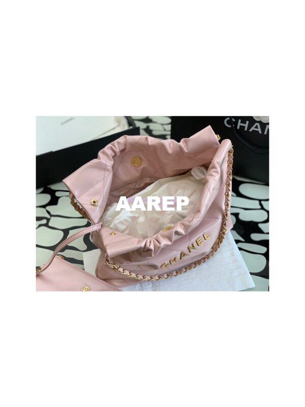 Replica Chanel 22 Handbag Shiny Calfskin & Gold Metal AS3260 AS3261 Light Pink 6