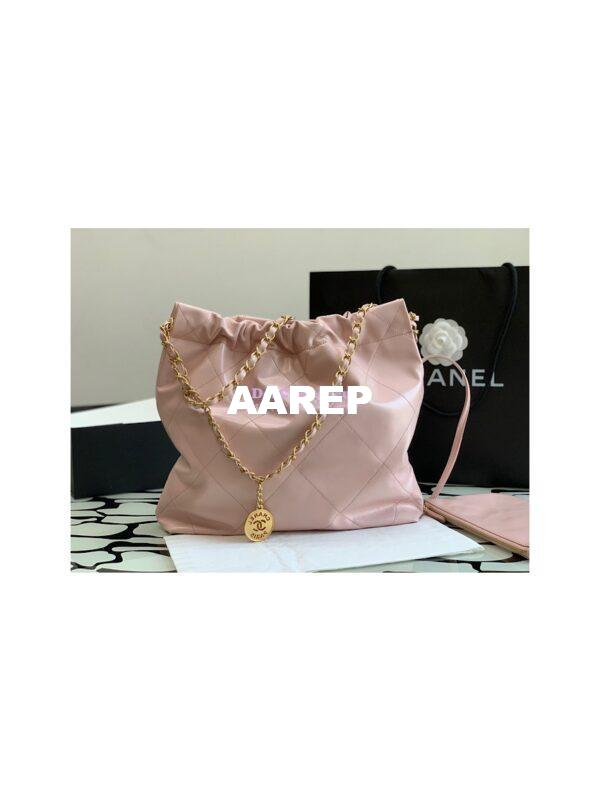 Replica Chanel 22 Handbag Shiny Calfskin & Gold Metal AS3260 AS3261 Light Pink 8