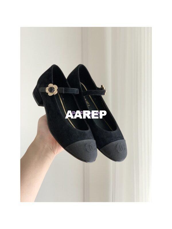 Replica Chanel Mary Janes Velvet & Grosgrain G39582 Black 3
