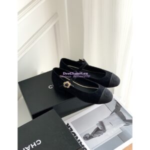 Replica Chanel Mary Janes Velvet & Grosgrain G39582 Black 2