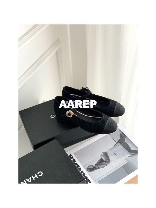 Replica Chanel Mary Janes Velvet & Grosgrain G39582 Black 4