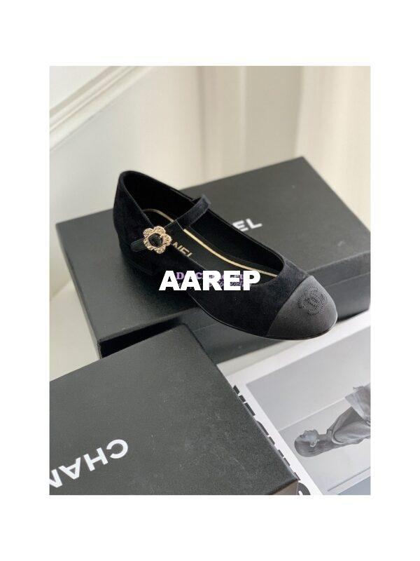 Replica Chanel Mary Janes Velvet & Grosgrain G39582 Black 6