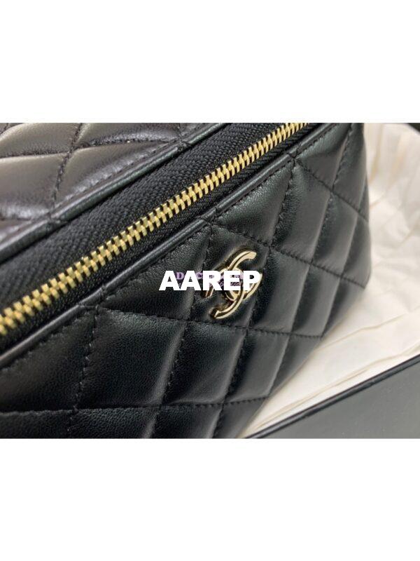 Replica Chanel New 22A Lambskin Vanity With Chain and Top Handle AP2199 Black Pink 6