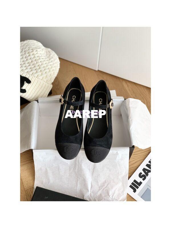 Replica Chanel Mary Janes Velvet & Grosgrain G39582 Black 8