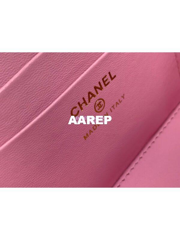 Replica Chanel New 22A Lambskin Vanity With Chain and Top Handle AP2199 Black Pink 10