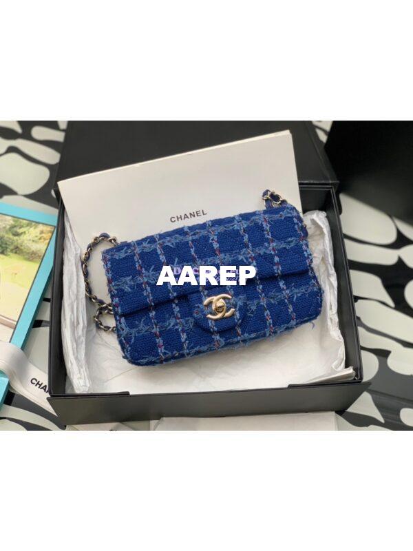 Replica Chanel 23A Tweed Mini Flap Bag Blue A69900 (Limited)