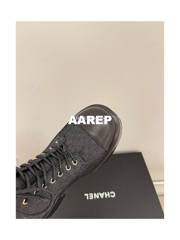 Replica Chanel Quilted Leather Calfskin and Denim Lace-Ups G37956 Black 10
