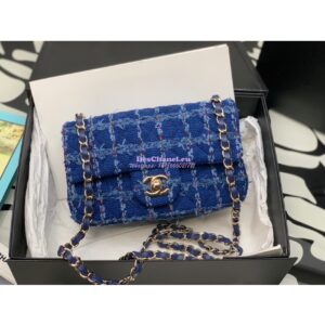 Replica Chanel 23A Tweed Mini Flap Bag Blue A69900 (Limited) 2