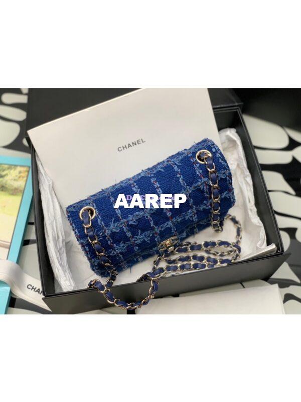 Replica Chanel 23A Tweed Mini Flap Bag Blue A69900 (Limited) 4