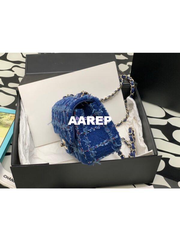 Replica Chanel 23A Tweed Mini Flap Bag Blue A69900 (Limited) 6