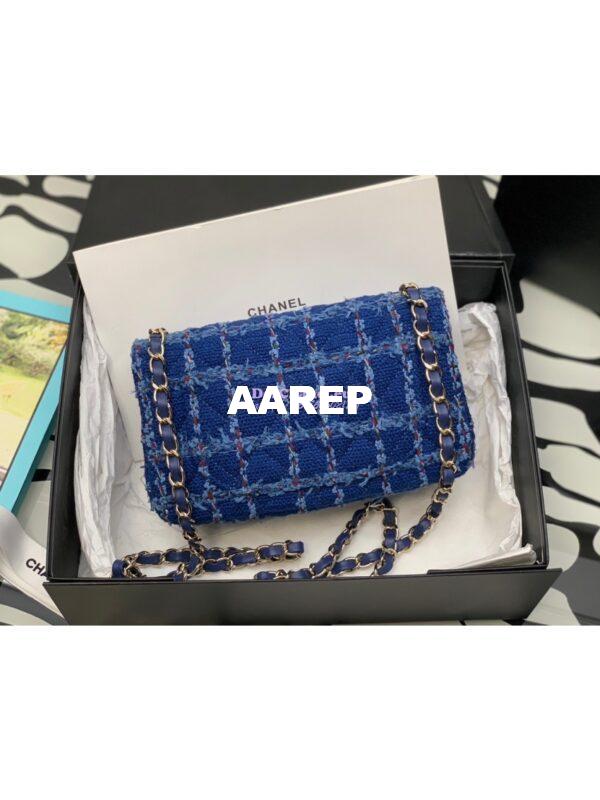 Replica Chanel 23A Tweed Mini Flap Bag Blue A69900 (Limited) 7