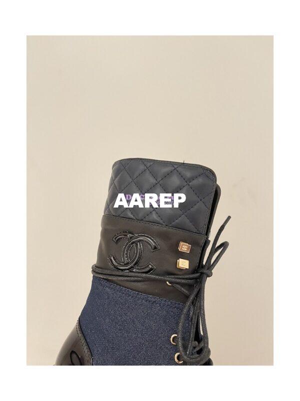 Replica Chanel Quilted Leather Calfskin and Denim Lace-Ups G37956 Blue 8