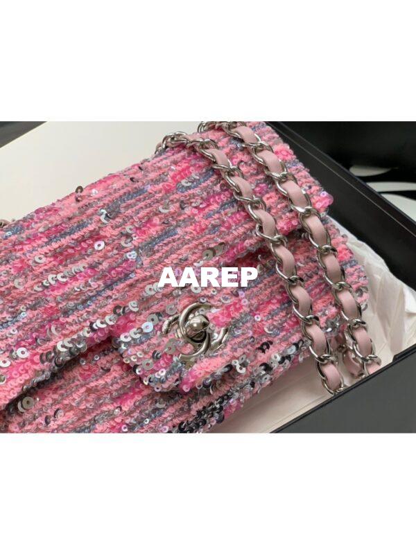 Replica Chanel Glittered Tweed & Sequins Mini Flap Bag Pink A69900 (Limited) 3