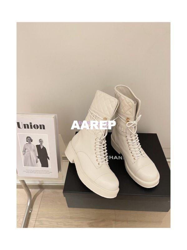 Replica Chanel Quilted Leather Calfskin and Lambskin Lace-Ups G37956 White 6