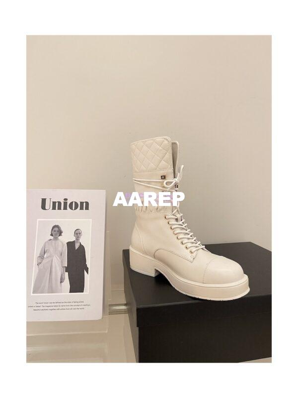 Replica Chanel Quilted Leather Calfskin and Lambskin Lace-Ups G37956 White 7