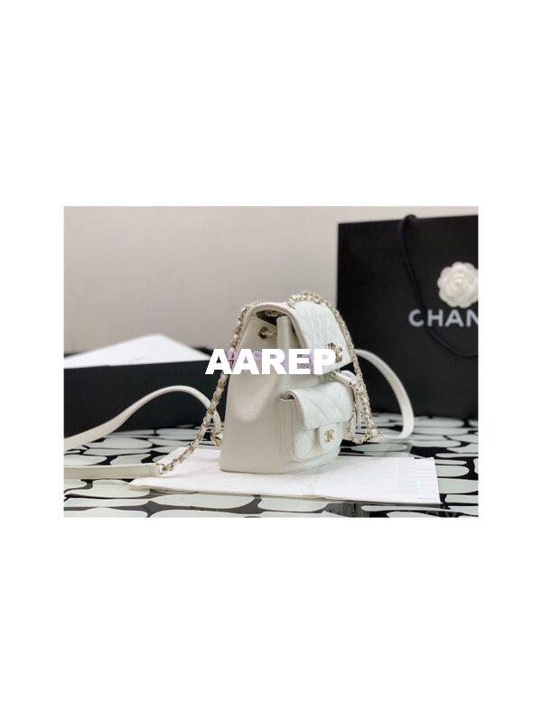Replica Chanel Grained Shiny Calfskin Backpack AS3860 White 3