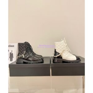 Replica Chanel Lace Up Lambskin & Grained Calfskin G39393 White