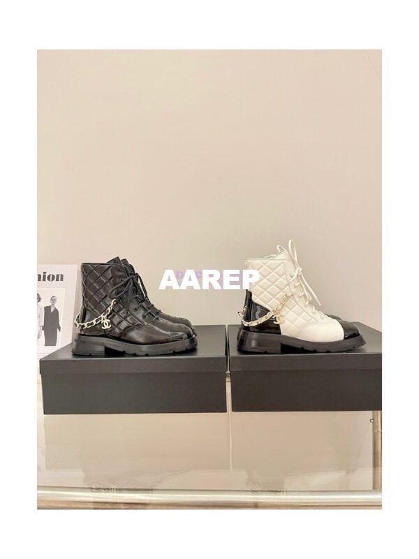 Replica Chanel Lace Up Lambskin & Grained Calfskin G39393 White