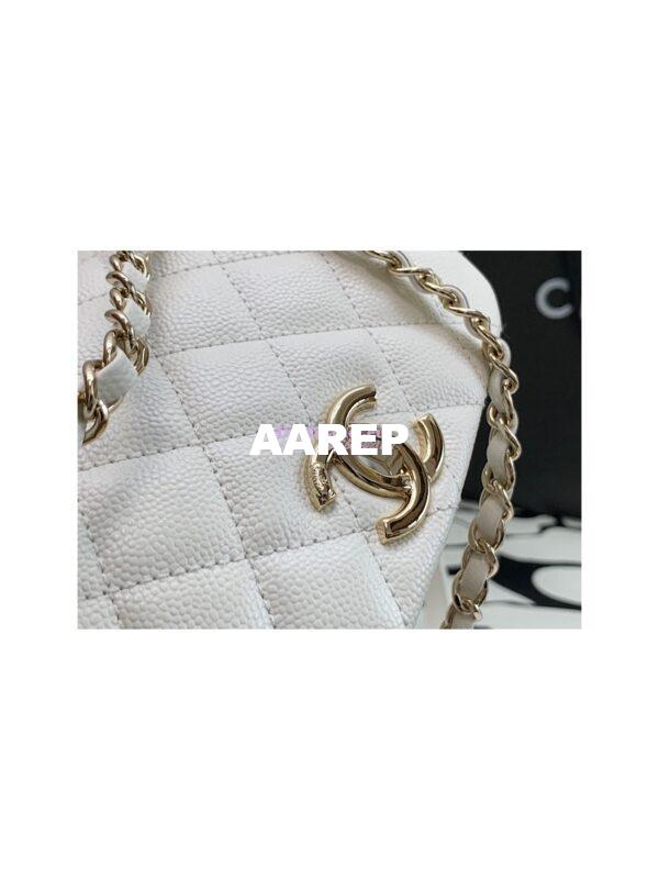 Replica Chanel Grained Shiny Calfskin Backpack AS3860 White 4