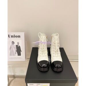Replica Chanel Lace Up Lambskin & Grained Calfskin G39393 White 2